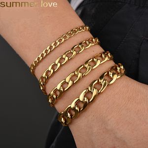 13 Bracelet achat en gros de Bracelet masculin classique simple Chaîne de liaison cubaine en acier inoxydable pour hommes bracelets bracelets en or placage en argent sans fondu mm à mm