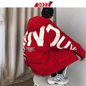 Män StreetWear Oversized Bubble Jacket 2019 Parka Mens Letter Print Hip Hop Fashions Windbreaker Womens Koreanska Coats