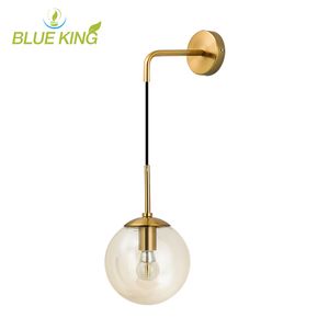 Nordic Modern LED Wall Lamp Glass Ball Badrumspegel bredvid American Retro Wall Light Sconce Bedside Aisle Decor Lights Guld