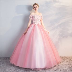 2018 Princess Appliques Beading Pink Ball Gown Quinceanera Dresses Plus Size Sweet 16 Dresses Debutante 15 Year Formal Party Dress BQ128
