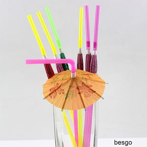 50 sztuk plastikowy słomy koktajl parasole parasole pije słomki wesele dostaw świąteczki luau kije KTV barze dekoracji słomy bc bh2914