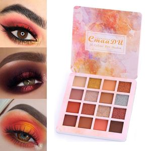 Cmaadu 16 цветов Matte Eyeshadow Pallete Водонепроницаемый Блеск глаз Тени Палитра Shimmer Пигмент Алмазный макияж Maquillage