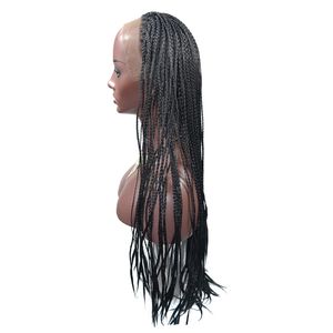 Fashion Braiding Synthetic Lace Front Wig Straight Black 18-24 Inch Heat Resistant Fiber Synthetic Hair Big Box Braided Lace Front Wigs