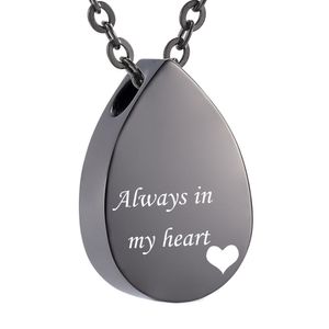 Stainless Steel Water droplets Urn Necklace Cremation Pendant heart Memorial Keepsake Jewelry with Filler Kit - Always in my heart