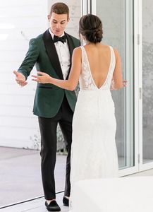 Smoking da sposo bello verde scuro Scialle nero Risvolto Groomsmen Smoking da sposa Uomini popolari Giacca da ballo formale Giacca da uomo (giacca + pantaloni + cravatta) 7