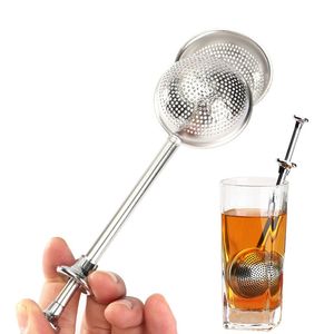 Flexible tea infuser with handle spoon SS304 Ball filter Stainless steel strainer SS mesh bag flower stir kitchen tools