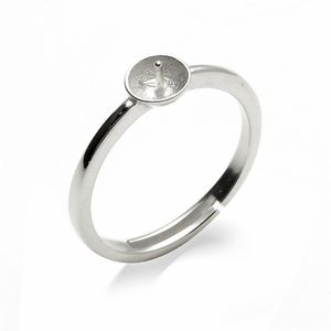 Simple Ring Jewelryの所見スターリングシルバー925 DIYのための刻印パールリングマウント5個