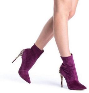 Wholesale toed shoes prices resale online - Newest High Quality Women Shoes Hot Sale Fashion Point Toe Cheap Price Ankle High Heel Black Purple Suede Leather Gorgeous