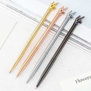 Creative Sculpture Unicorn Pineapple owl Flamingo Metal Ballpoint Pen Student Like Writing Gift School Stationery Office Supplies Pen