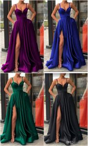 2020 wysokie podzielone sukienki wieczorowe z Dubai Middle East Formalne Gowns Party Prom Dress Spaghetti Paski Plus Size Darmowa wysyłka