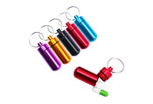 DHL Aluminum Alloy Pill Bottles Portable Keychain Pill Holder Container Waterproof Pill Cases Boxes for Outdoor Travel Camping