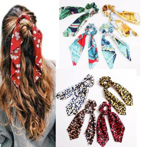 Boho Print Ponytail Scarf Bow Elastyczna Włosy Lina Krawat Scrunchies Wstążki Hairbands dla Baby Girl 39 Design Headbands