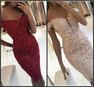 2020 New Short Mermaid Cocktail Party Dresses Off The Shoulder Beaded Lace Girls Homecoming Dresses Pageant Gowns 382