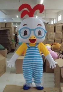 2019 Hot Sale Glasögon Kyckling Mascot Kostym Vuxen Barnstorlek Party Fancy Dress