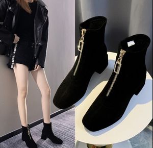 Martin botas feminino 2020 nova moda selvagem outono e inverno curto zíper frontal com ankle boots