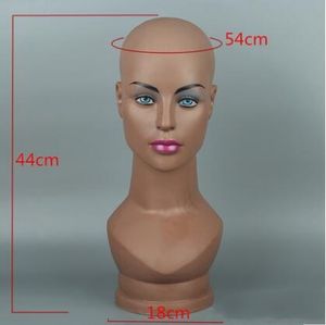 Africa ABS Female Head Art Mannequin Jewelry Packaging Dummy Bald Wig Hat Scarf Mall Props Bracket Model Display C766