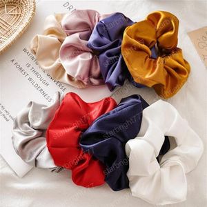 Scrunchies Haarband Seide elastische Haarbänder Krawatten Satin solide Scrunchie Pferdeschwanzhalter Mädchen Kopfbedeckung Frauen Haarschmuck 8 Farben