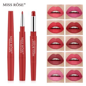 MISS ROSE Double Head Matita per labbra Matite per rossetto Pigmenti impermeabili a lunga durata Penna per matita per labbra Cosmetici per il trucco