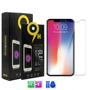 Screen Protector for iPhone 15 14 13 12 Pro Max XS Max XR Tempered Glass for samsung LG stylo 5 Moto E6 Protector Film 0.33mm with Paper Box