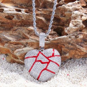 Broken Heart Pendant Necklace For Mens New Fashion Hip Hop Jewelry Iced Out Pendants Necklaces