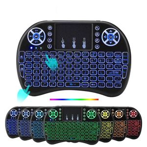 Mini I8 Trådlöst tangentbord Bakgrundsbelyst 2.4G Air Mouse Keyboard Remote Control TouchPad Uppladdningsbart litiumbatteri för TV-låda