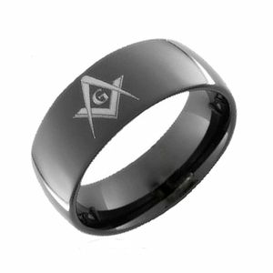 Partihandel Masonisk ring rostfritt stål Herrens anpassade logotyp Square Compass Silver Gold Black Freemasonry Mason Emblem Sign Rings 6mm Bredd