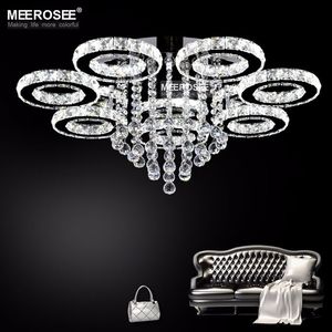 Moderna LED Crystal Ljuskronor Ljus Rostfritt Stål Kristall Hängande Lampa För Levande Sovrum Diamant Ring LED LUSKER Krom Taklampa