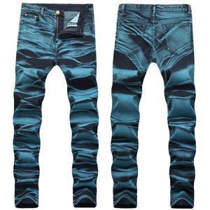 Мужские расстроенные разорванные джинсы скинни модные джинсы мужские джинсы стройные мотоцикл Moto Biker Mens Denim брюки хип -хоп джинсы 1603