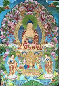 35" Tibet Silk Shakyamuni Buddha Painting Tangka Thangka Mural