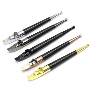 DHL Newest Gold Black Metal Ball Knife Shaped Pipe Removable Cleaning Tobacco Smoking Cigarette Hand Holder Pipes Brass Material gift