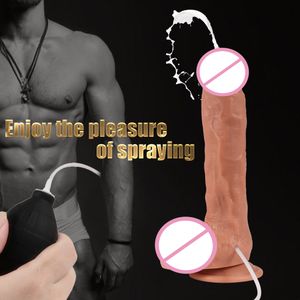 Real Penis Ejaculation Dildo Spray Water Artificial Cock Penis Realistic Dildos With Suction Cup Sex Toys For Women Masturbator Y191022