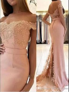 Blush Pink Lace Evening Dress Dresses Mermaid Off the Show Special Occasion Girls Formale Party Abes Long Sweet 16 Junior Bridesmaid