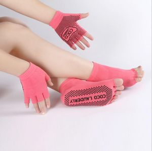 Mode Non Slip Socks Yoga Suit Glove Hela Bomull Sport Hosiery Nya Yoga Massage Toe Socks