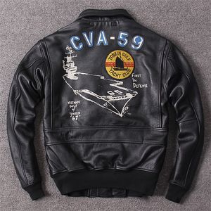 Black cow genuine leather Bomber jacket baseball suits pilot leather jacket with pockets flight bomber jackets