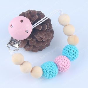 Natural Wooden Bead Pacifier Chain Clips Baby Feeding Accessories Hot Sale Infant Safe Pacifier Holders Soother