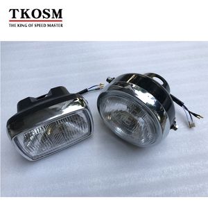 TKOSM Vintage Motorcykel Square Circular Headlight Retro Front Lampa Universal För Sportster Cafe Racer Chopper Bobber