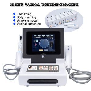 Nyaste 3D HIFU Face Lift Wrinkle Removal Machine med 10 patroner Max 12 linjer för bantning Vaginal åtdragning