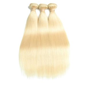 Silk Straight Blonde Color 613 Brasilianska hårvävor raka hårbuntar 100 g bit 3st ett parti