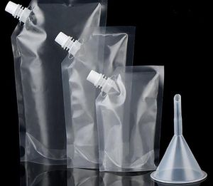 Partihandel Standup Plast Drick Förpackning Bag Spout Påse För Dryck Liquid Juice Mjölk Kaffe