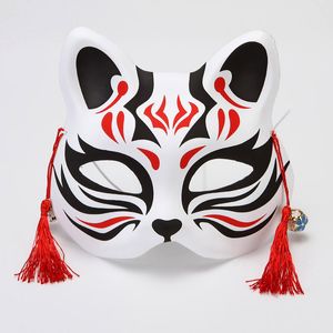 Yüz Tilkiler Kedi Korkunç Maske Çizgi Japon Kitsune Cosplay Fox Masquerade PVC Maskeler Cadılar Bayramı Çizgi Karakter C