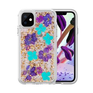 Echte Blumenhüllen für iPhone 12 Mini 11 Pro Max X XR Xs 7 8 Plus 6 6S Robuste Rüstung, stoßfeste 2-in-1-Telefonabdeckung