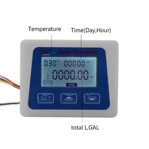 Digital flödesmätare vattenflödesmätare temperaturtidsrekord med G1/2 flödesensor