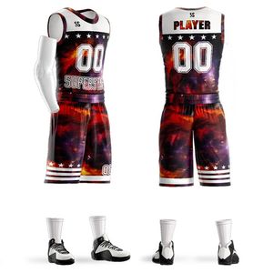 Anpassade män Youth Basketball Jersey Set Blank Tickets College Team Tracksuits Boy Mesh Basketball Training Uniforms Tryck