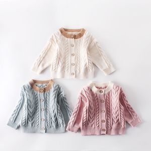 Ragazzo Ragazza vestiti Maglione Cardigan Buon design Inverno lavorato a maglia Tinta unita Cappotto maglione a maniche lunghe Caldo Maglioni autunnali per bambini