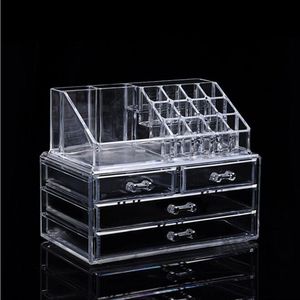 Kosmetisk arrangör Transparent färg Tre lager Multifunktion som visar hylla Acrylic Display Lagringsväska, Make Up Nail Art Tools innehåller