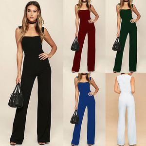 Sexy Sleeveless Overalls for Women Black White Flare Trouser Casual Workout Jumpsuit 2019 One Piece Rompers Women's Jumpsuit CX200606