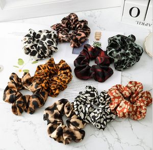 9 Color Women Girls Leopard Color Cloth Elastic Ring Hair Ties Accessories Ponytail Holder Hairbands Rubber Band Scrunchies