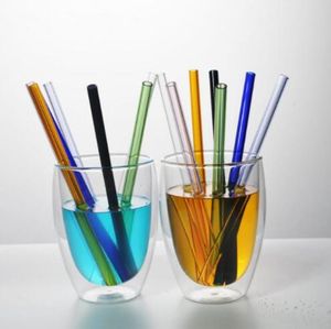 Vendita diretta in fabbrica Cannucce colorate in vetro borosilicato da cocktail Cannuccia stretta da 7 pollici da 8 mm per la festa