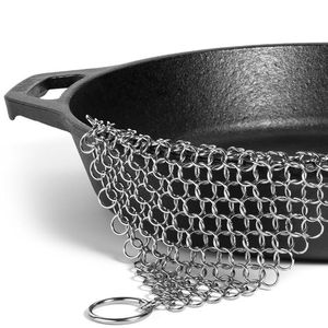 20*20cm Stainless Steel Chainmail Ring Scrubber Cast Iron Skillet Pot Cleaner Home Household Cleaning Tool 100