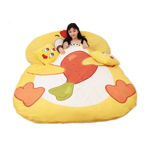 Dorimytrader Cartoon Chick Bed Plush Soft Animal Chick Beanbag Tatami Carpet Sofa Mat Sleeping Bag for Children Gift Decoration DY60844